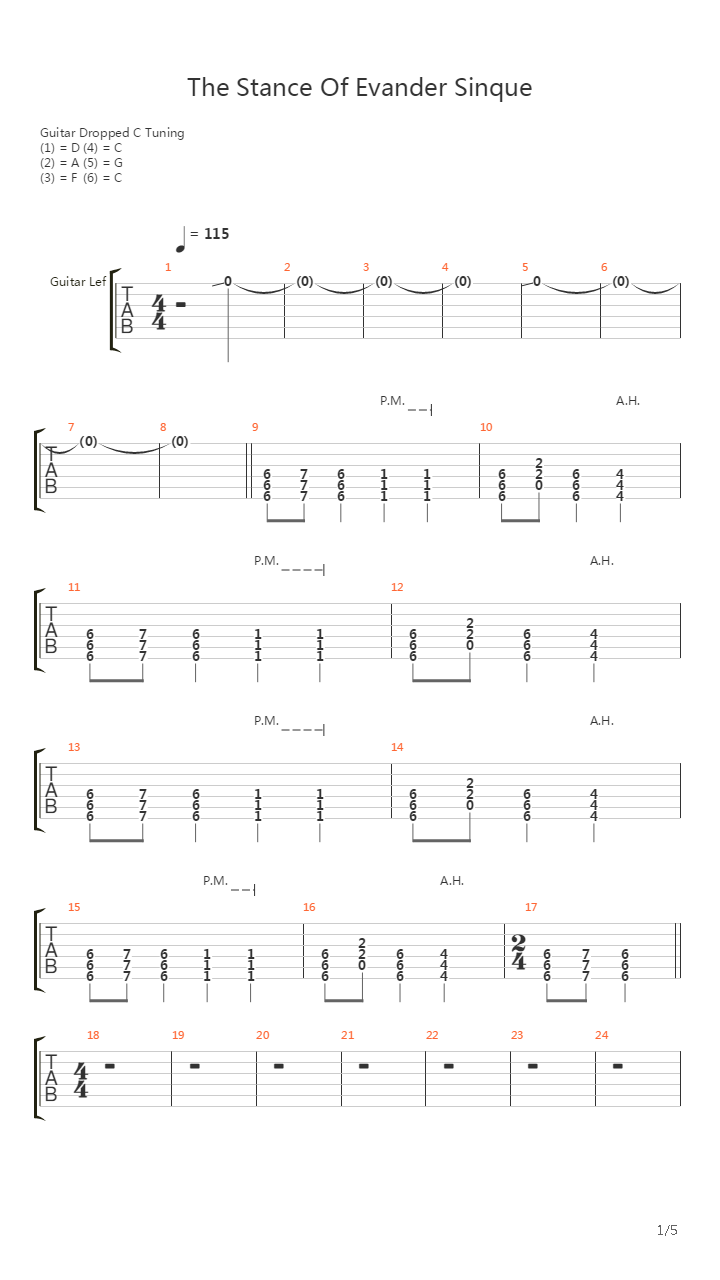 The Stance Of Evander Sinque吉他谱