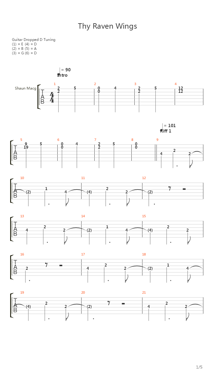 Thy Raven Wings吉他谱