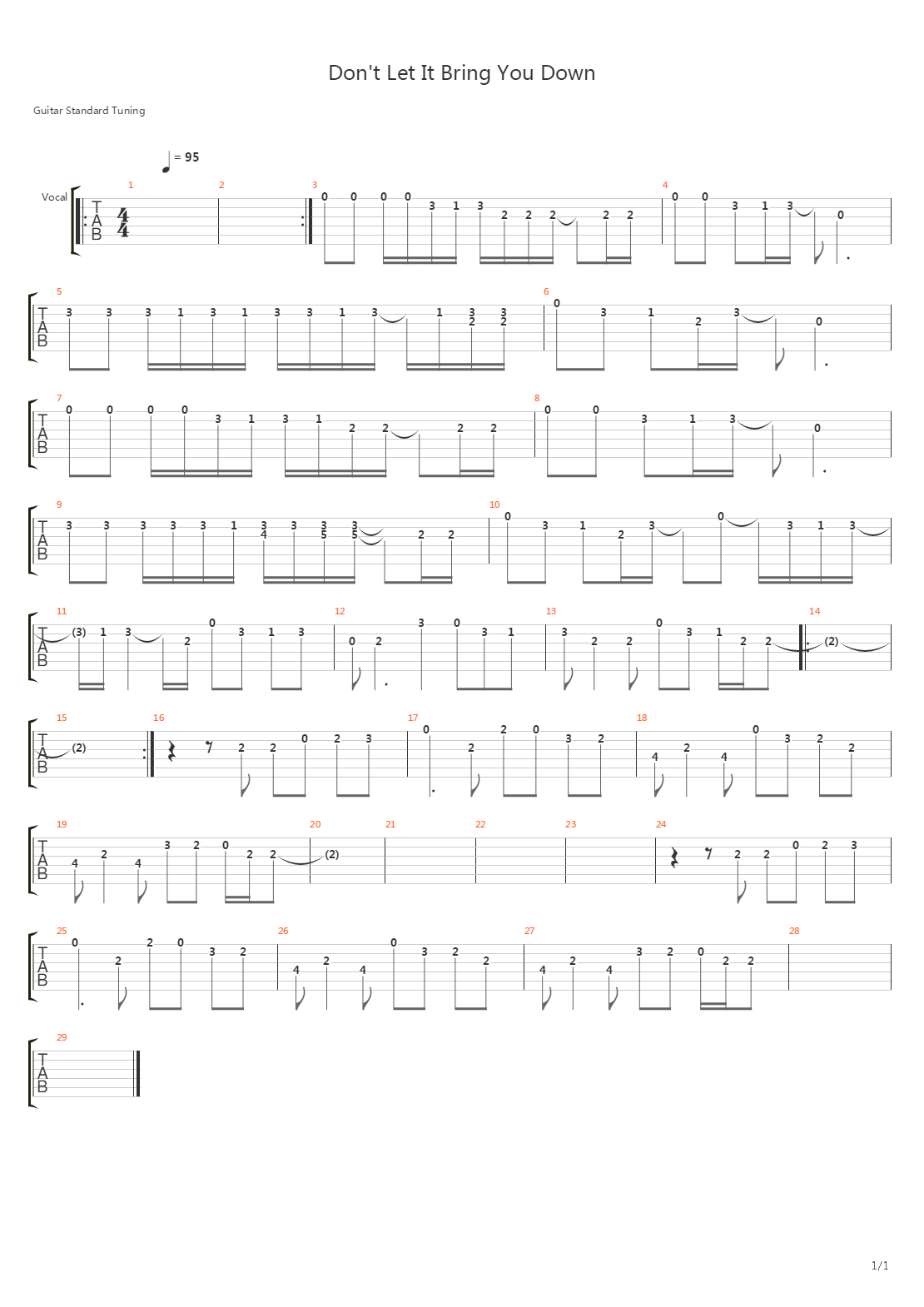Dont Let It Bring You Down吉他谱