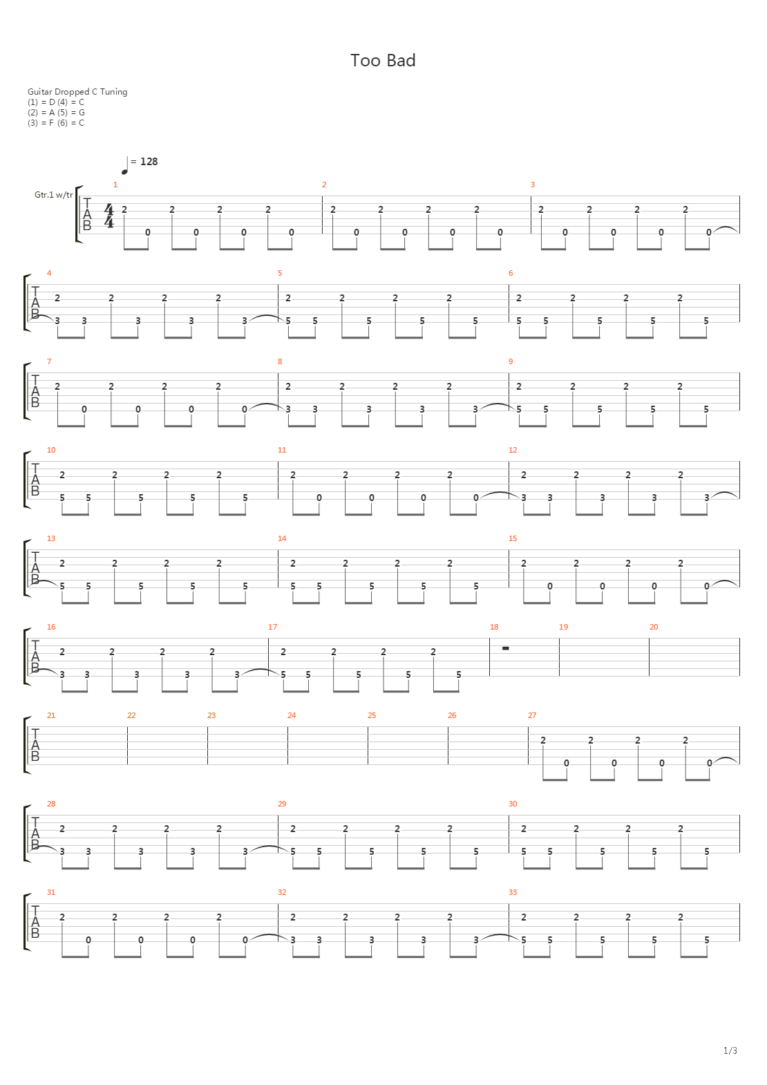 Too Bad吉他谱
