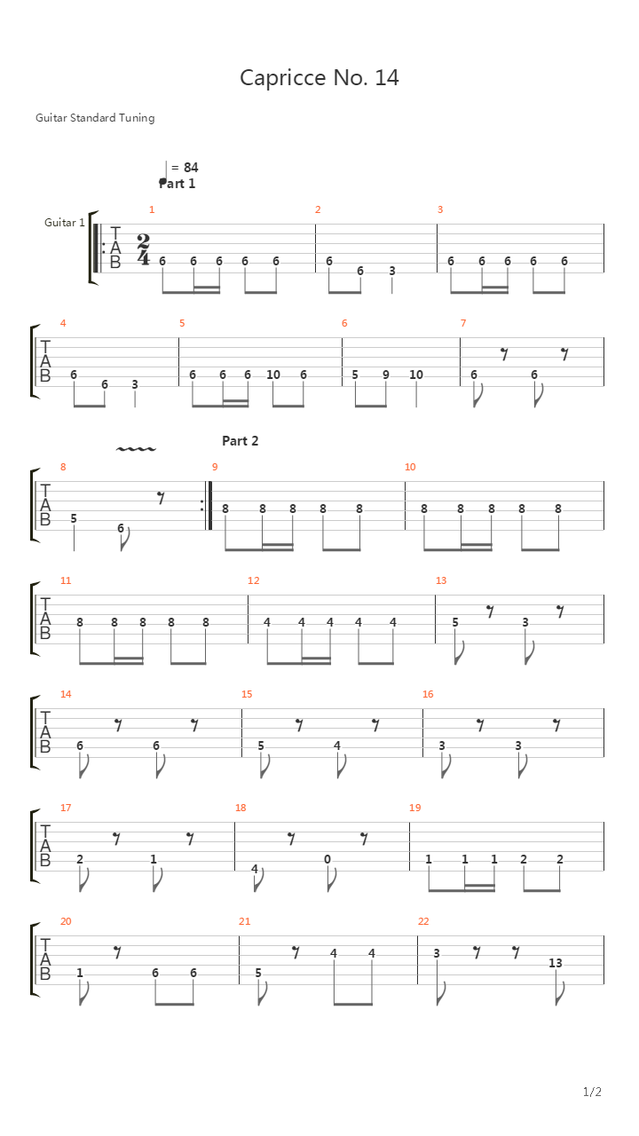 Capricce No 14 Marcia吉他谱