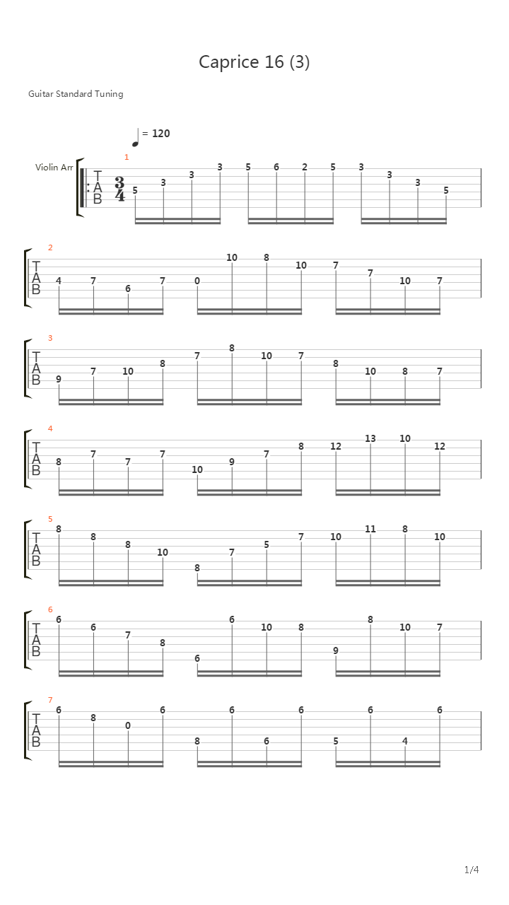 Caprice No 16吉他谱