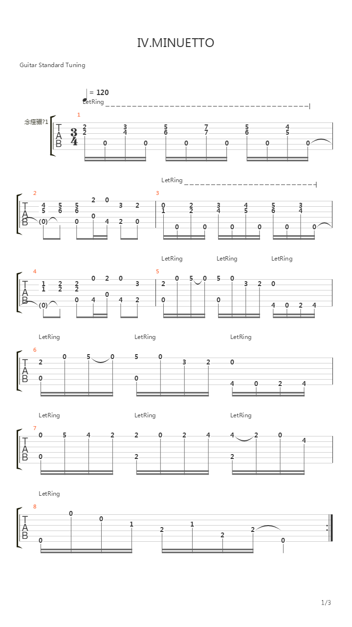 Minuetto吉他谱