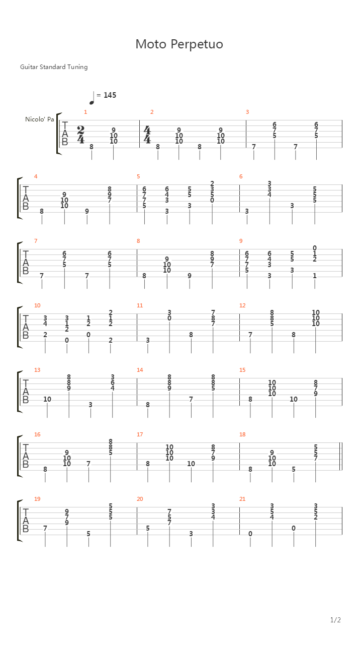 Moto Perpetuo (plays by Luis Moreno)吉他谱