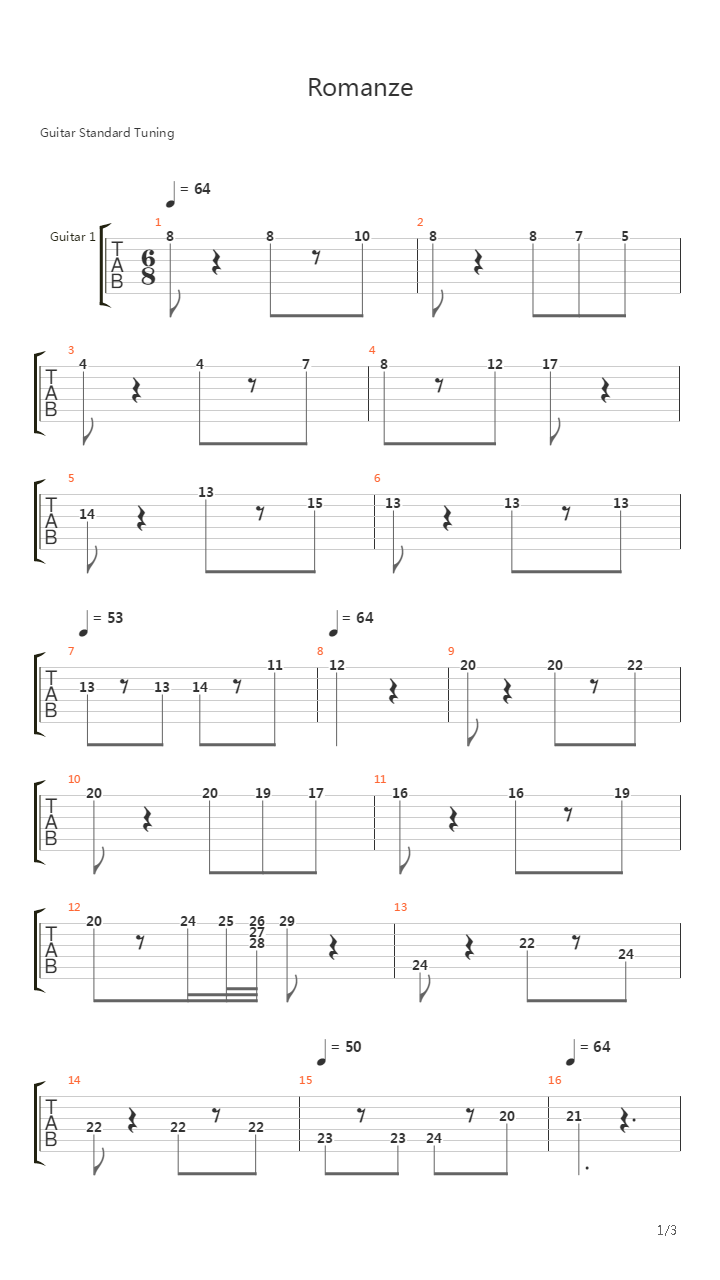 Romanze吉他谱