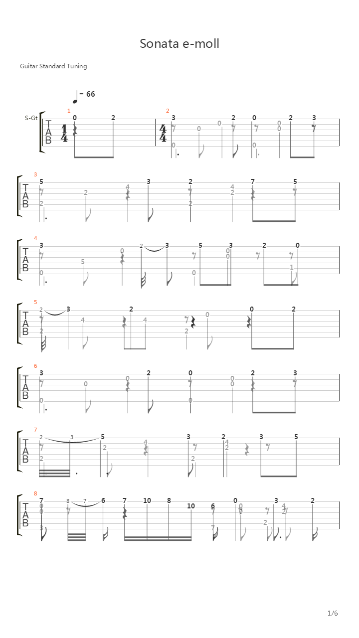 Sonata in E minor吉他谱