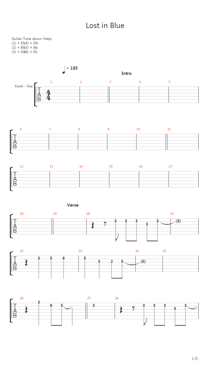 Lost in Blue吉他谱