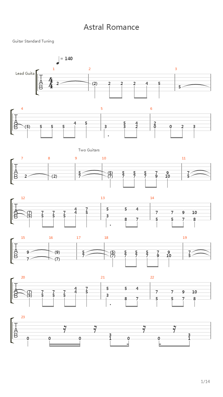 Astral Romance吉他谱