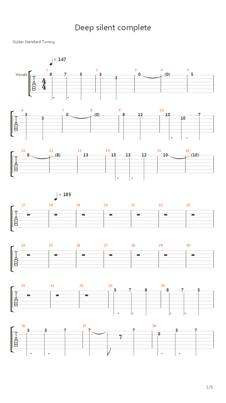Deep Silent Complete吉他谱