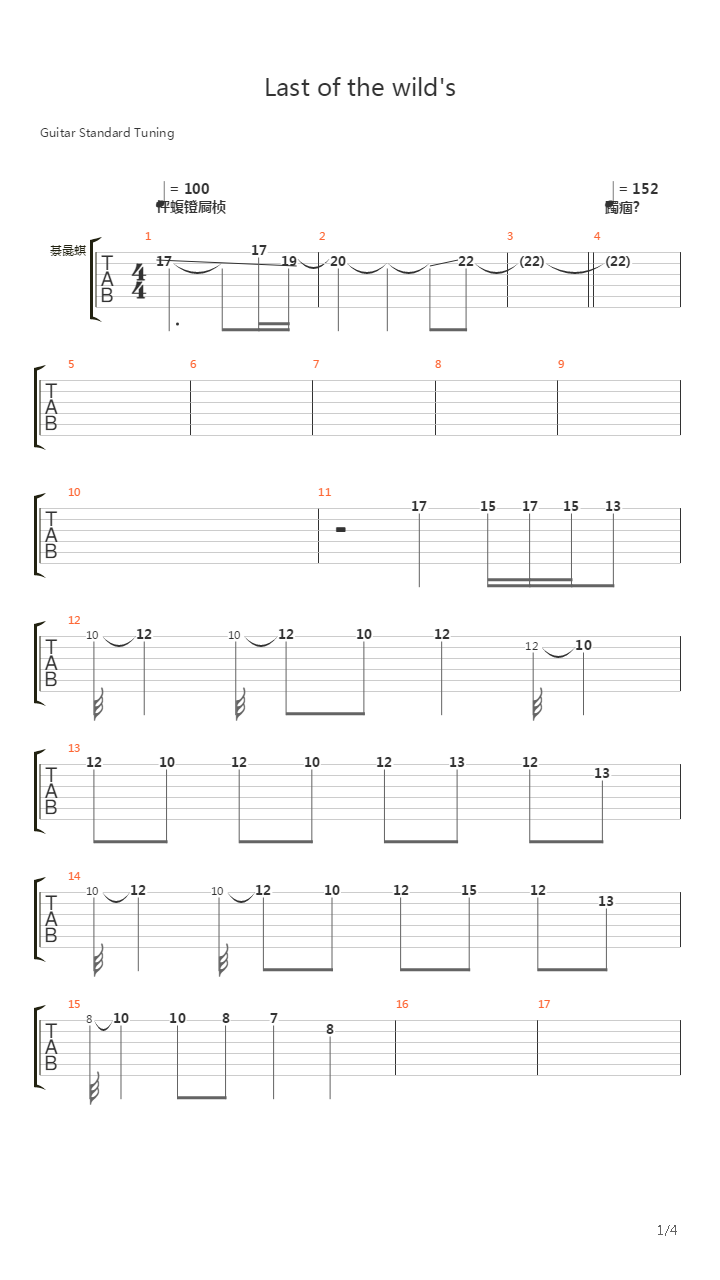 Last Of The Wild吉他谱