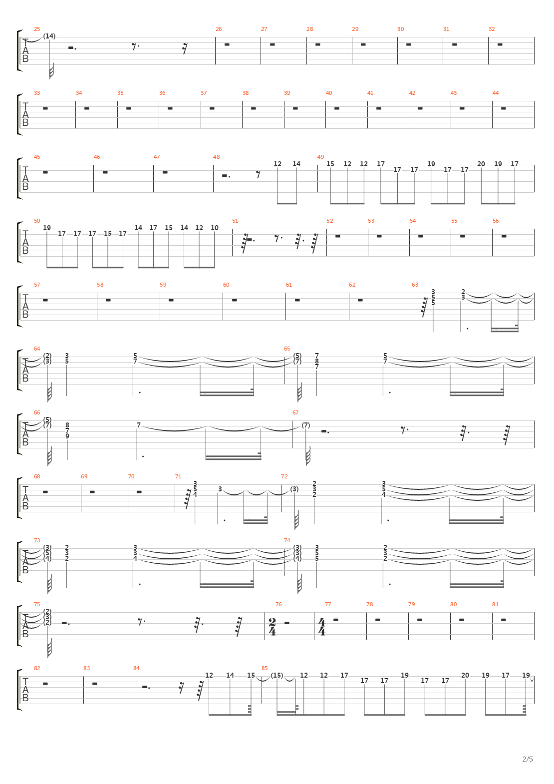 Over The Hills And Far Away吉他谱