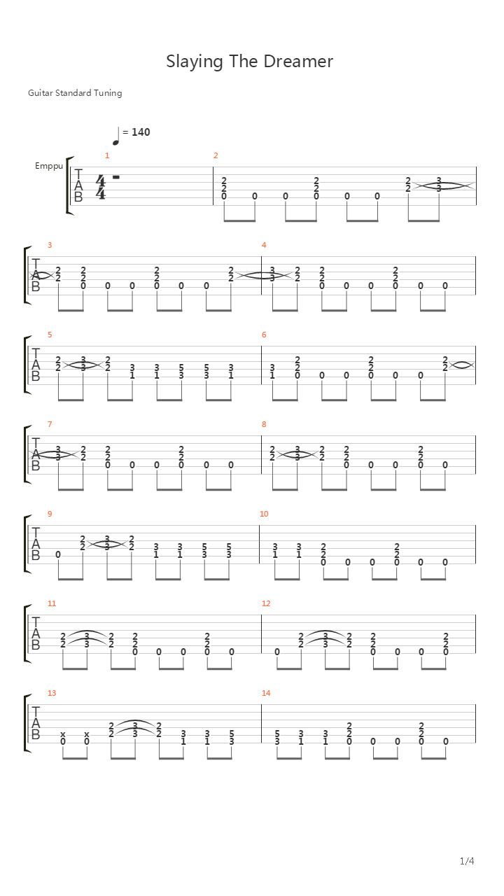 Slaying The Dreamer吉他谱