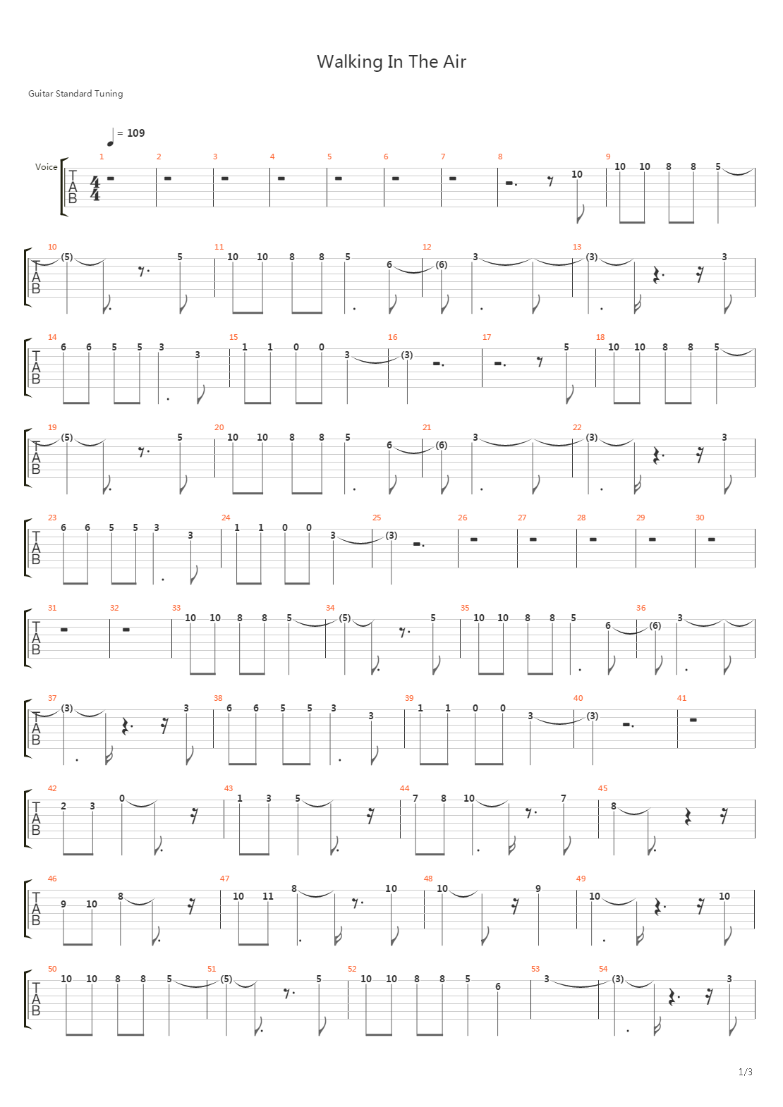 Walking In The Air吉他谱