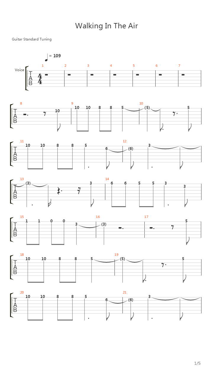 Walking In The Air吉他谱