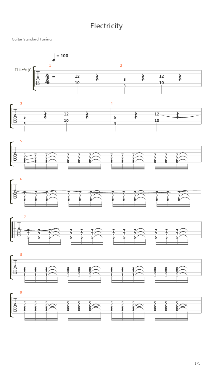 Electricity吉他谱