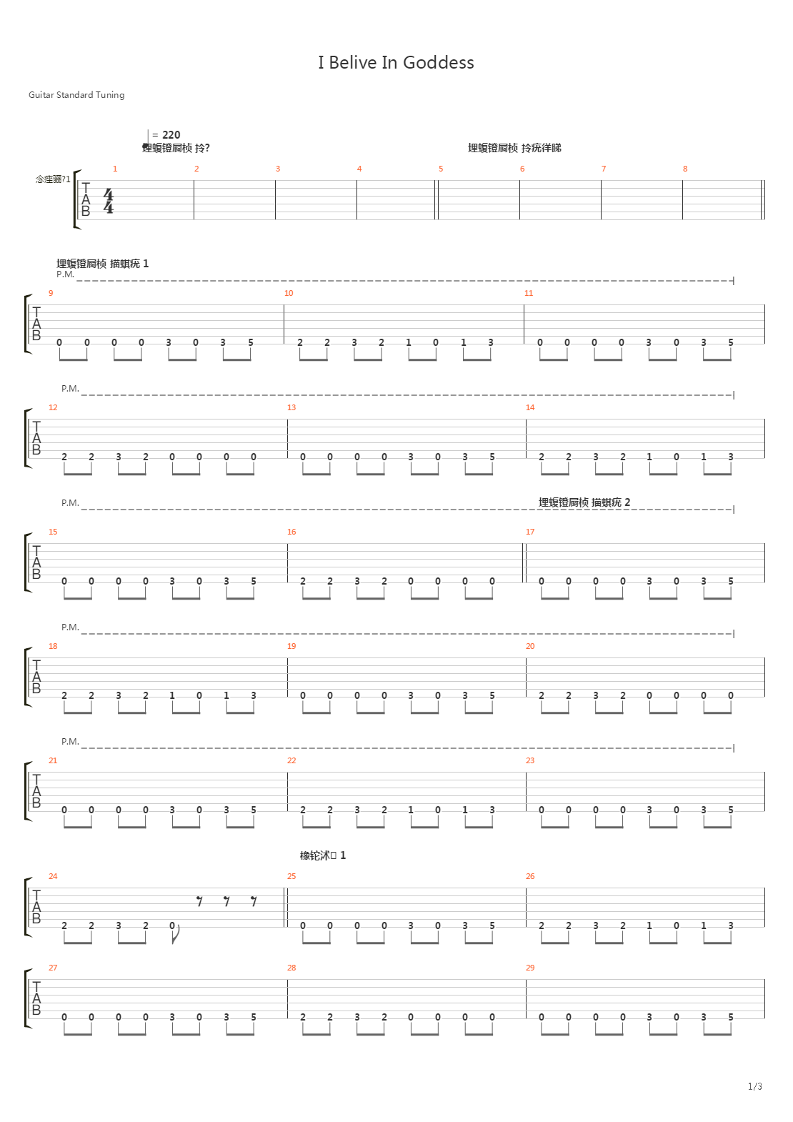 I Belive In Goddess吉他谱