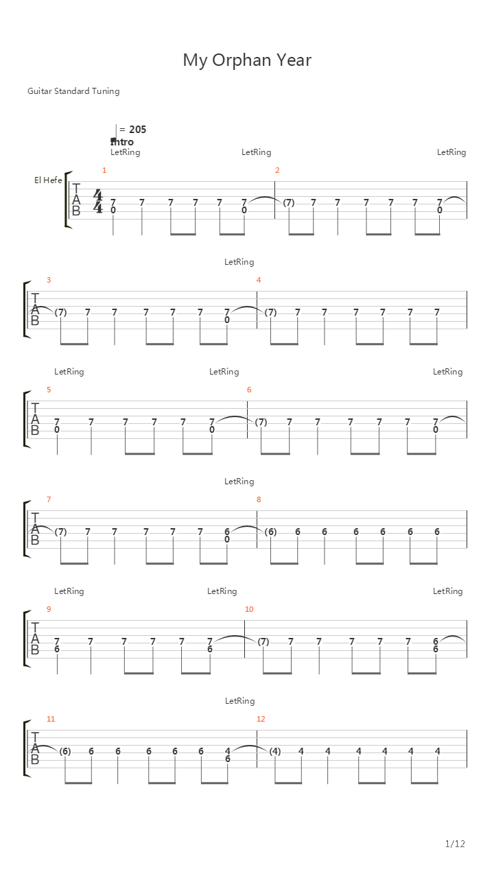 My Orphan Year吉他谱