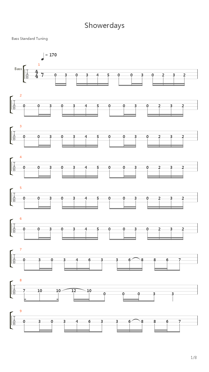 Showerdays吉他谱