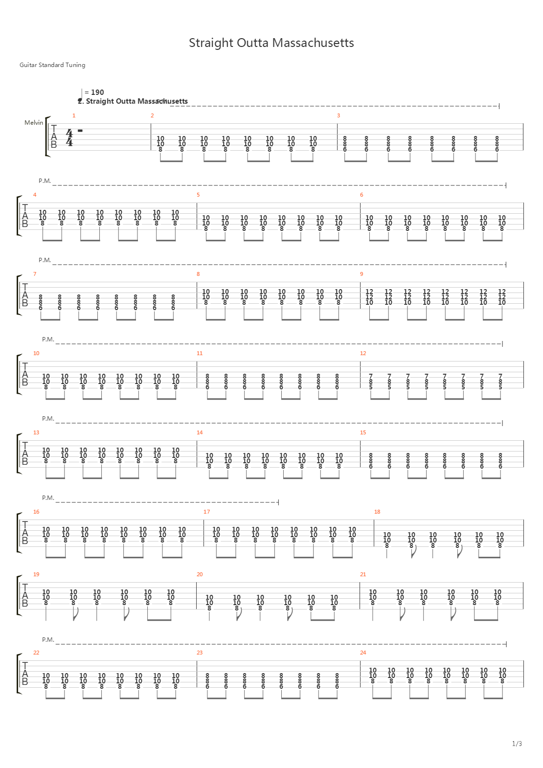 Straight Outta Massachusetts吉他谱