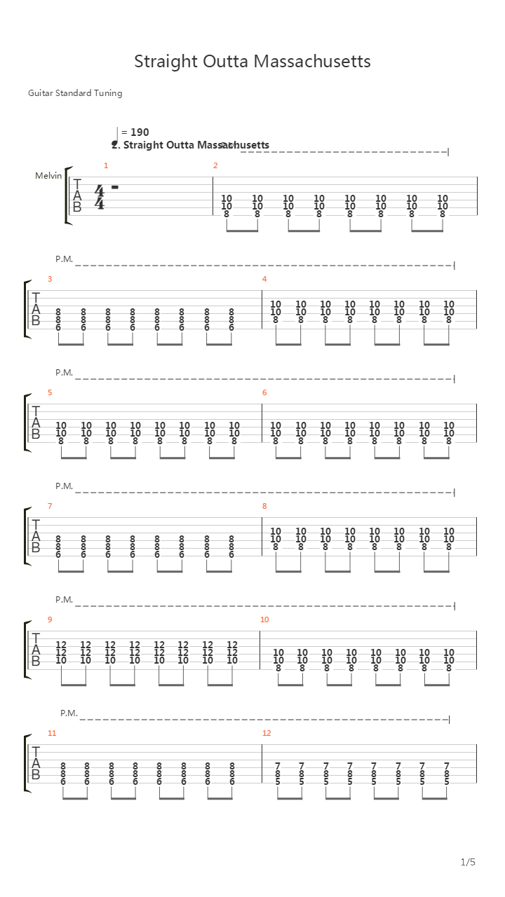Straight Outta Massachusetts吉他谱