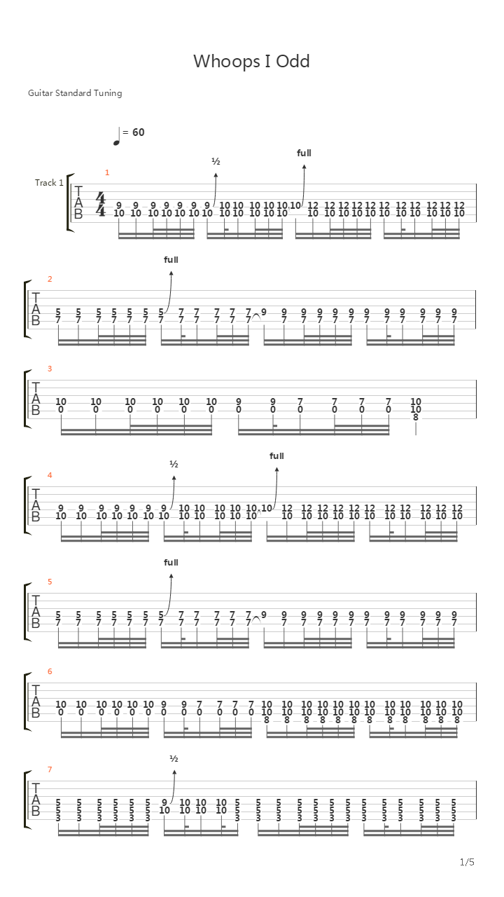 Whoops I Odd吉他谱