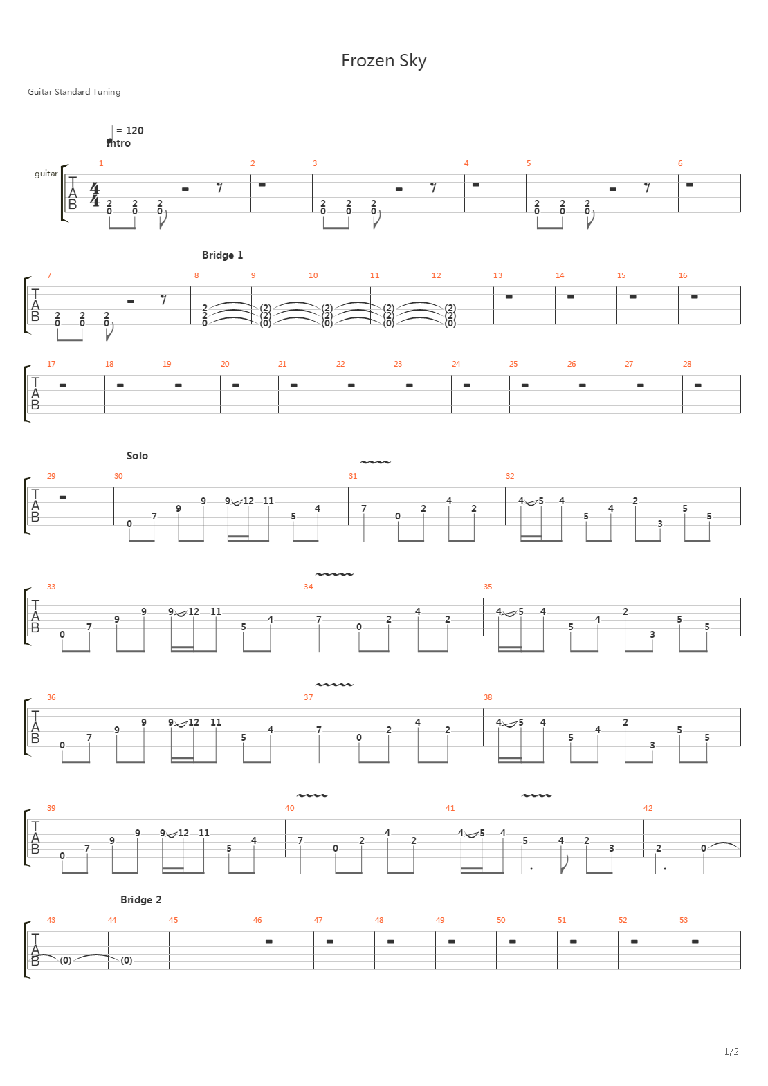Frozen Sky吉他谱