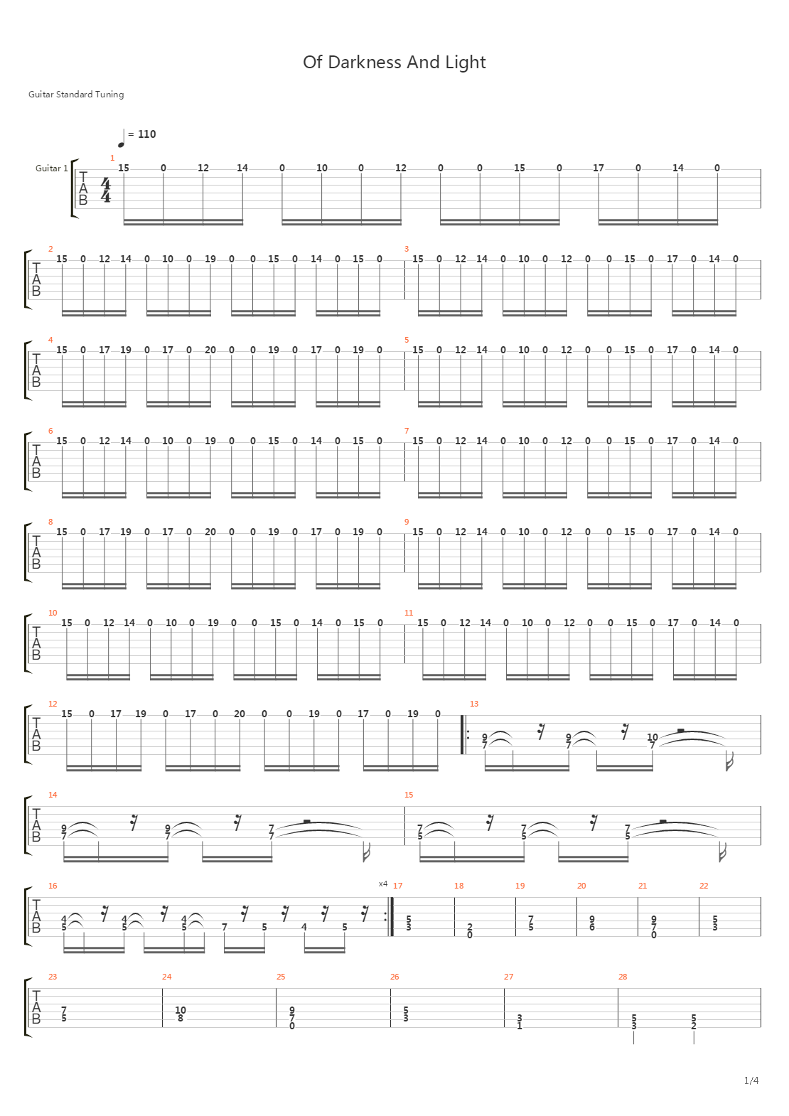 Of Darkness And Light吉他谱