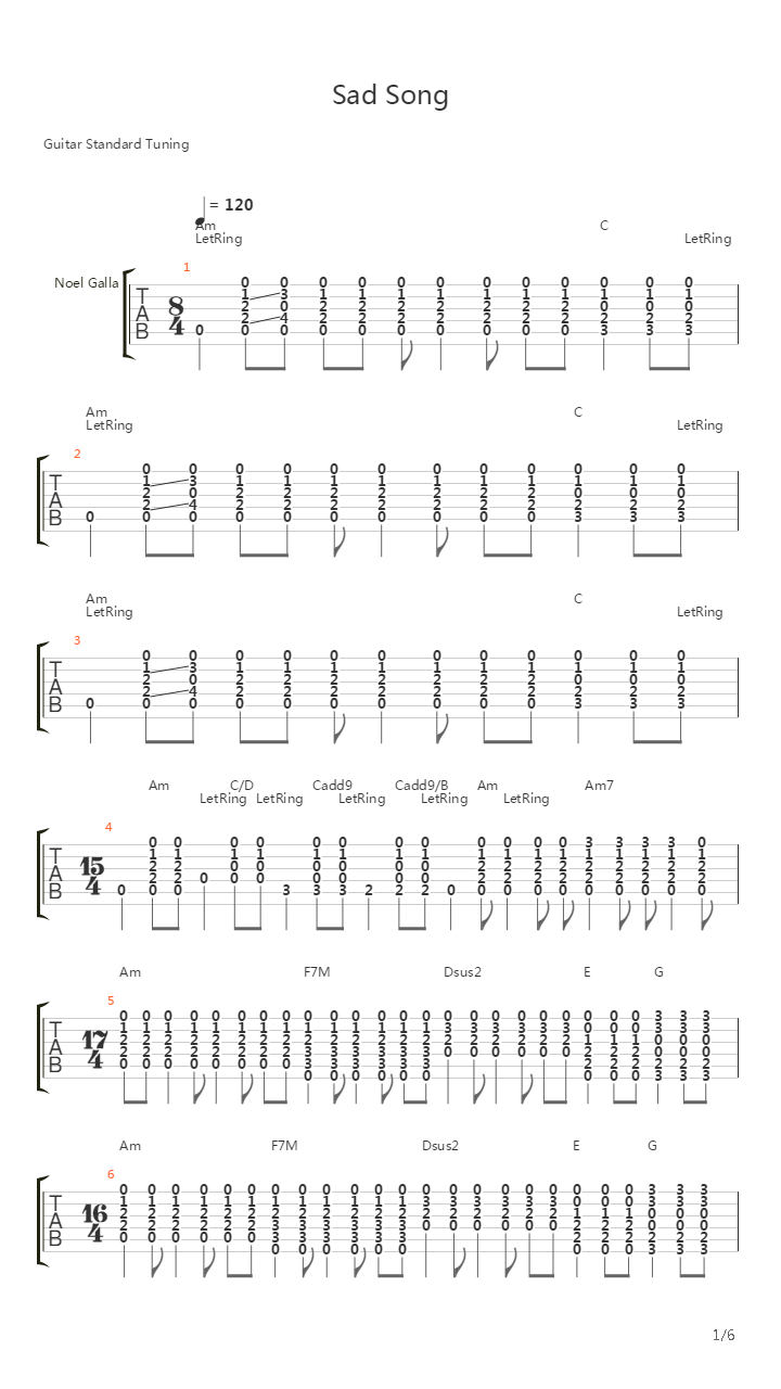 Sad Song吉他谱