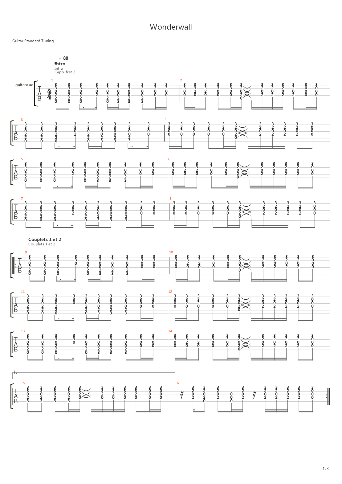 Wonderwall吉他谱