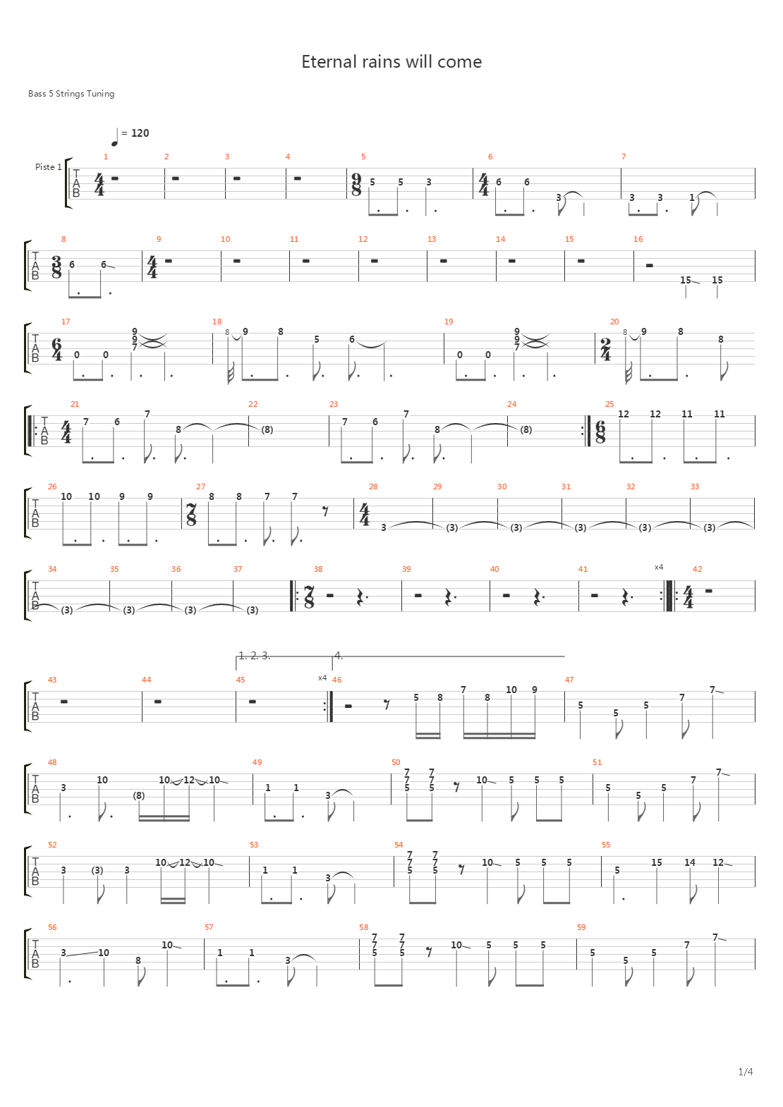 Eternal Rains Will Come (Bass Cover)吉他谱