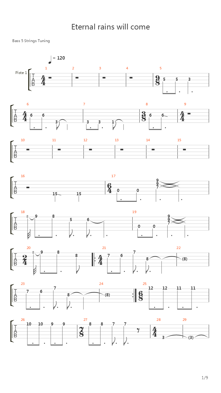 Eternal Rains Will Come (Bass Cover)吉他谱