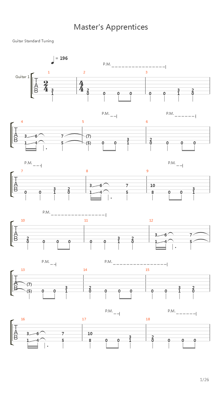 Masters Apprenticies吉他谱