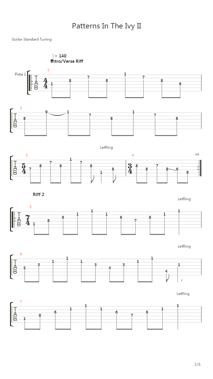 Patterns In The Ivy II吉他谱