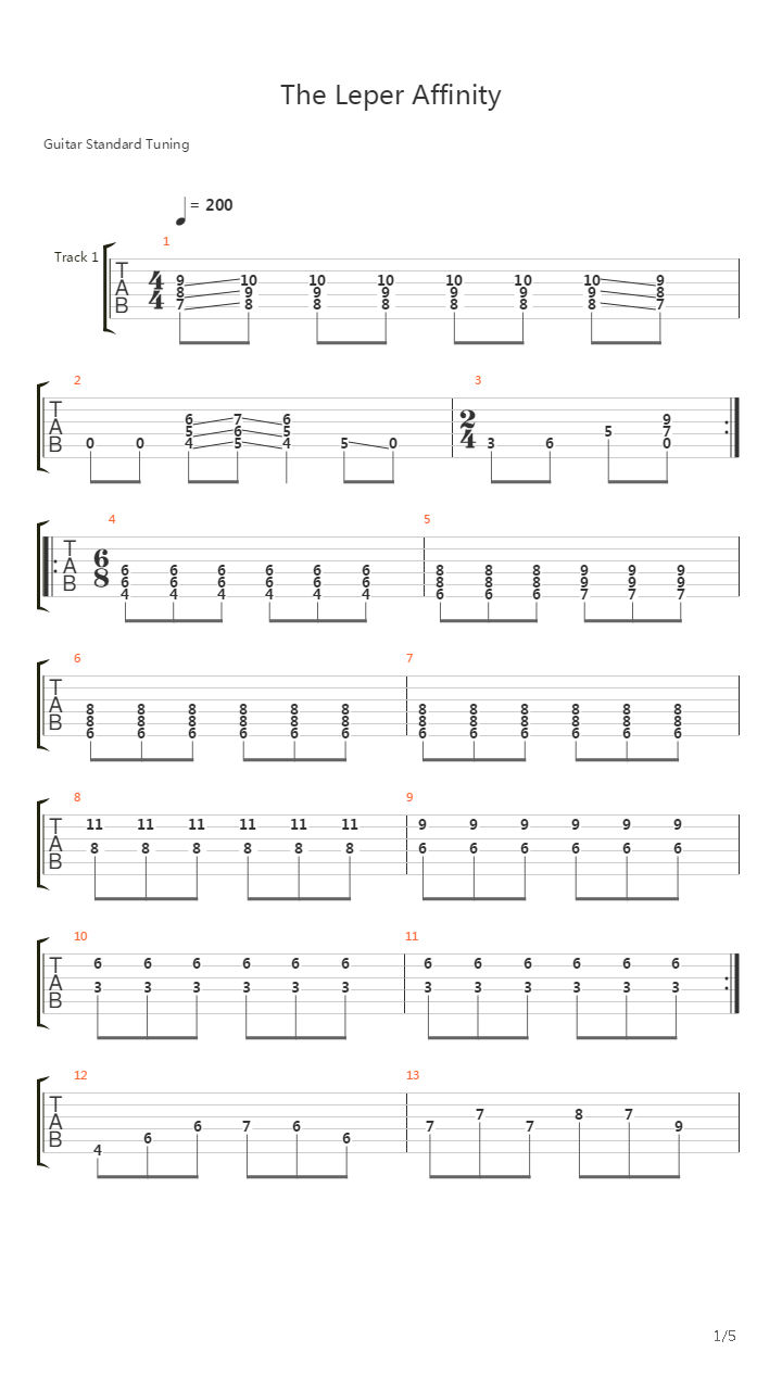 The Leper Affinity吉他谱