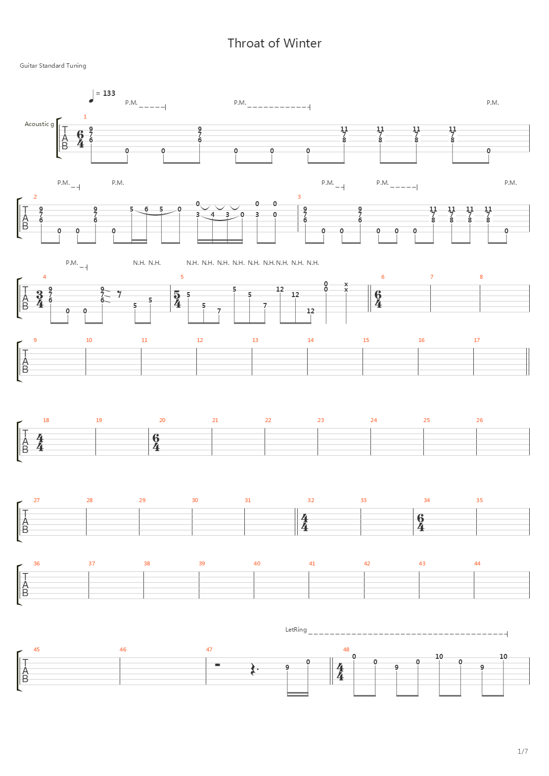 Throat Of Winter吉他谱