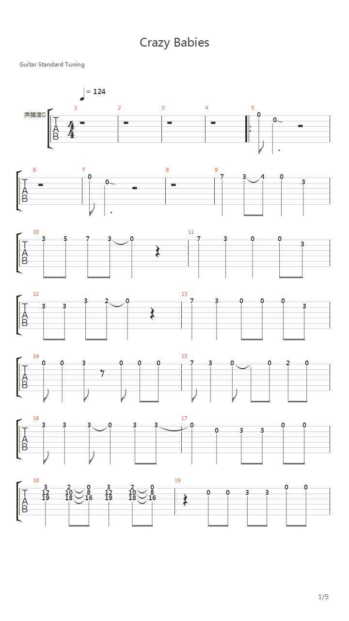 Crazy Babies吉他谱