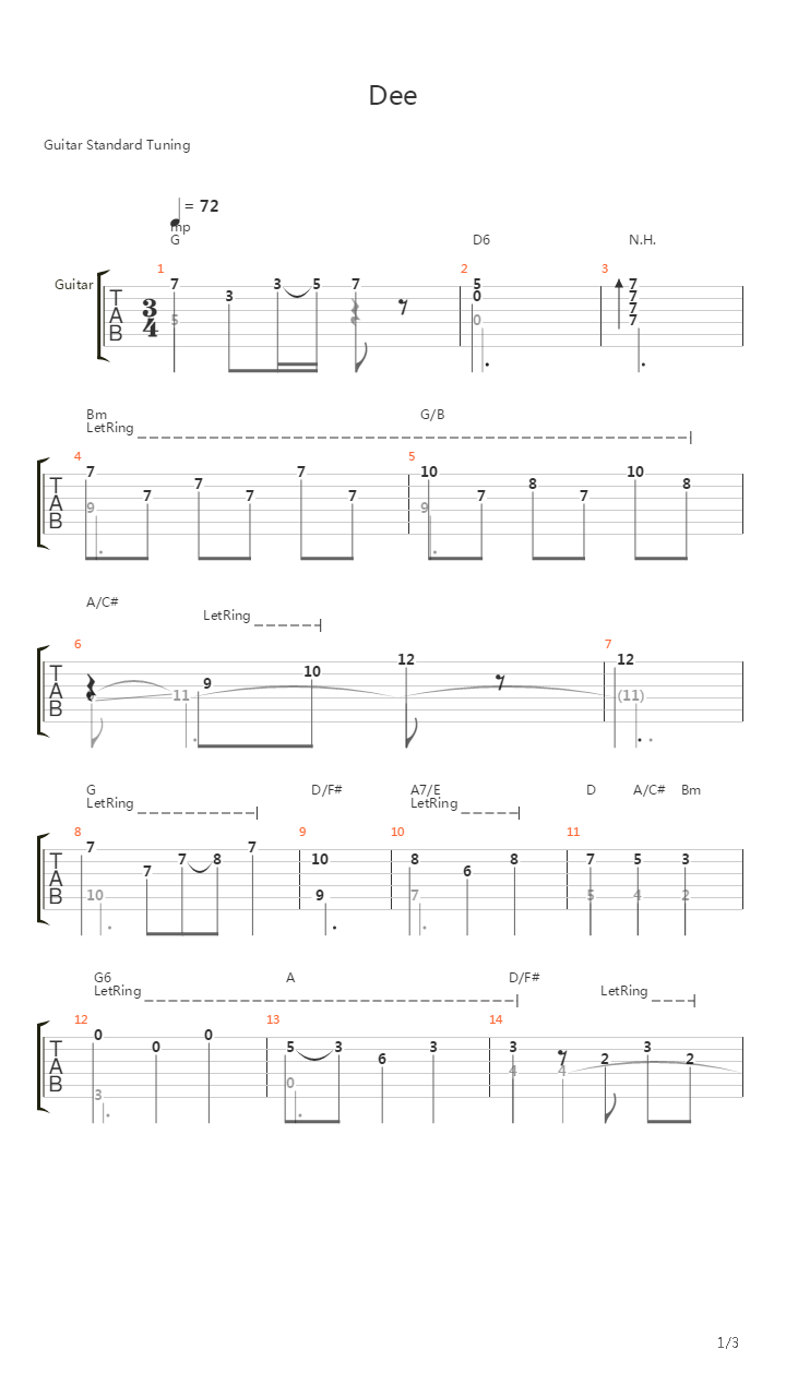 Dee吉他谱
