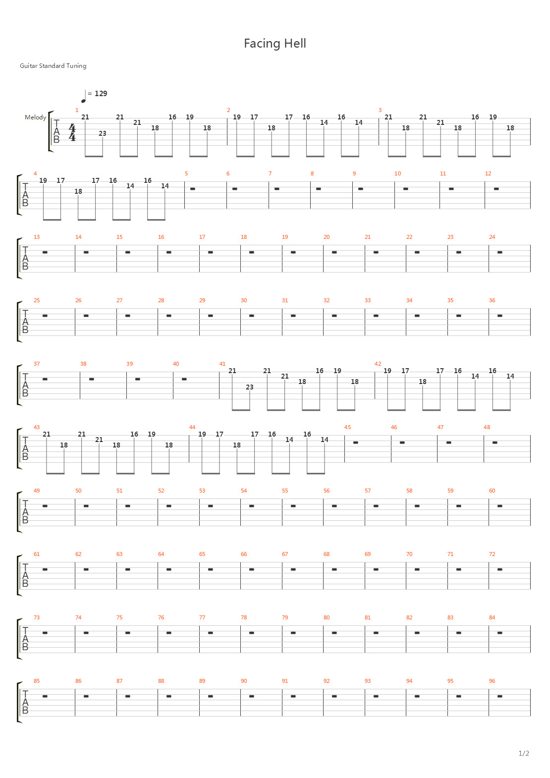 Facing Hell吉他谱