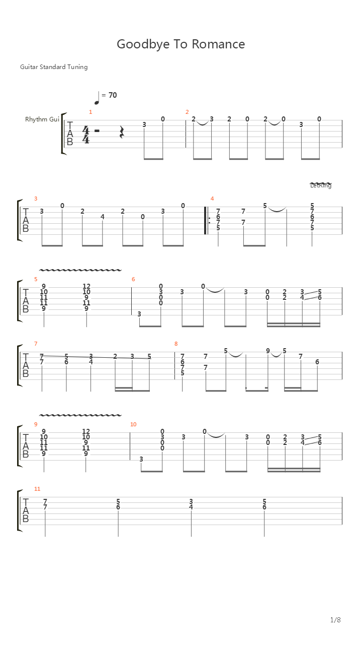 Goodbye To Romance吉他谱