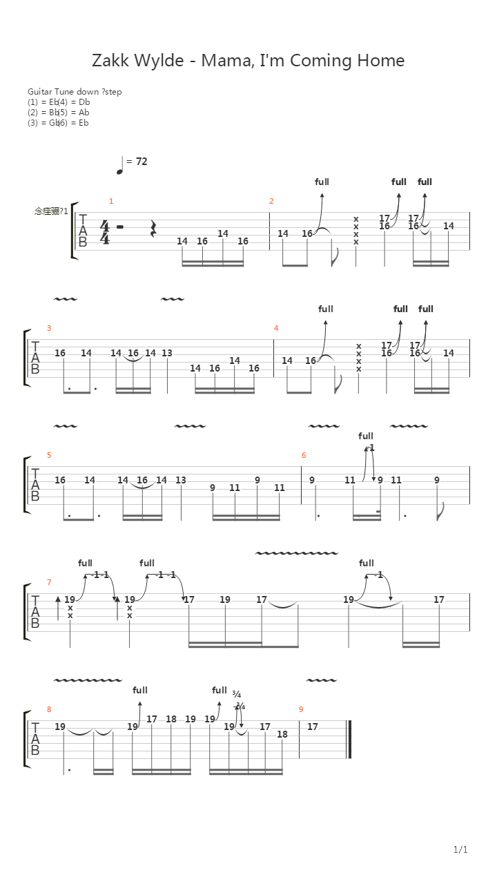 Mama Im Coming Home (Solo playerd by David Escobar)吉他谱