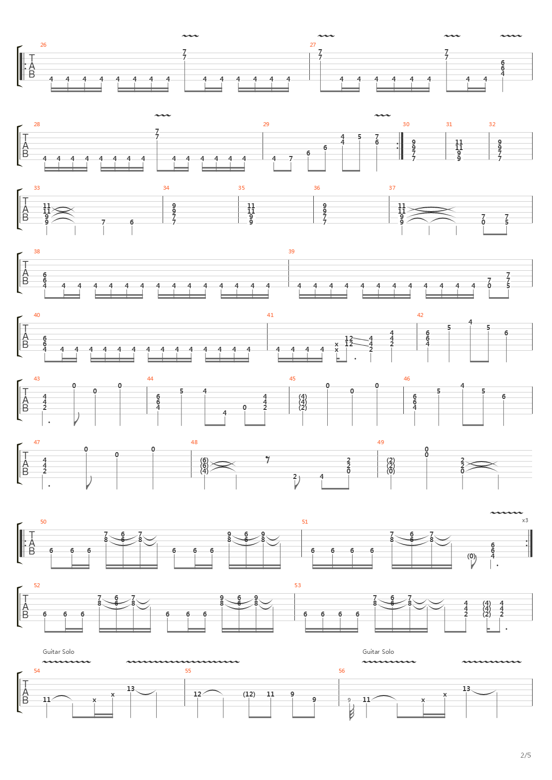 Over The Mountain吉他谱