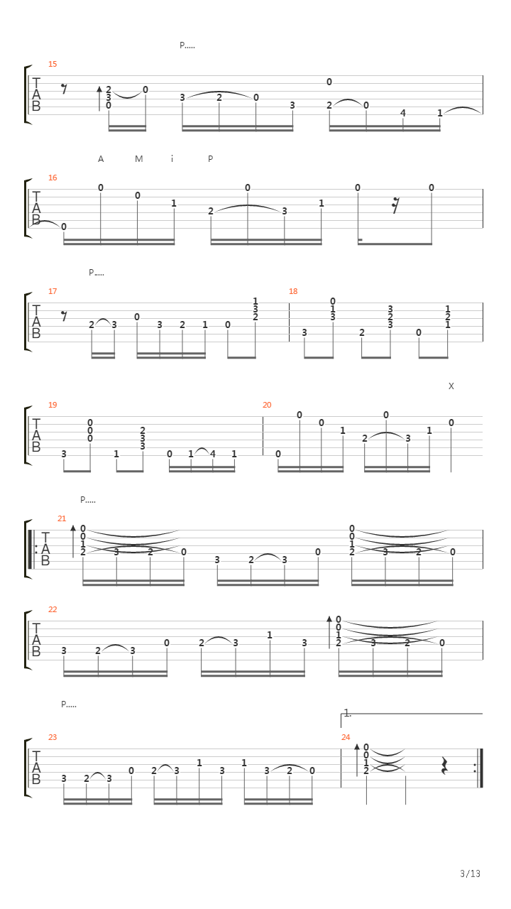 Acera Del Rio吉他谱