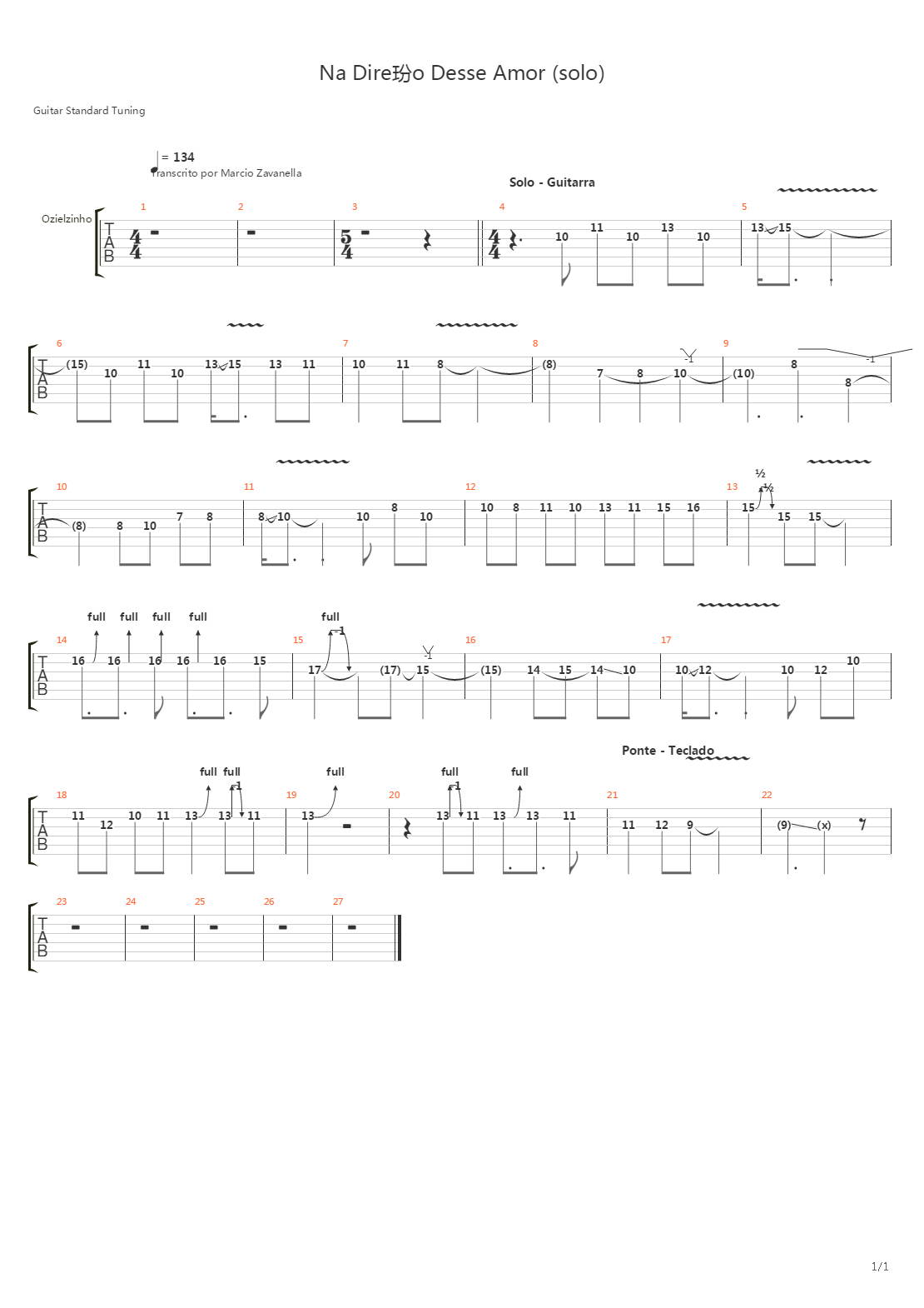 Na Dire Desse Amor (solo)吉他谱