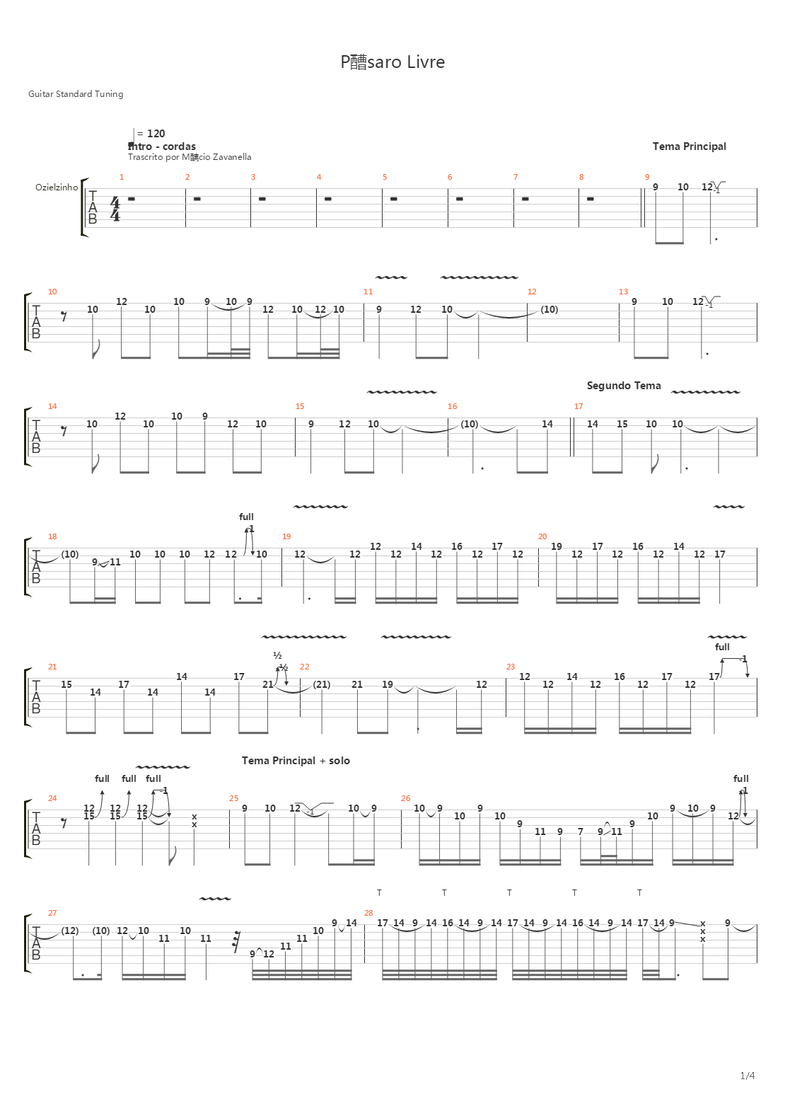 Passaro Livre吉他谱