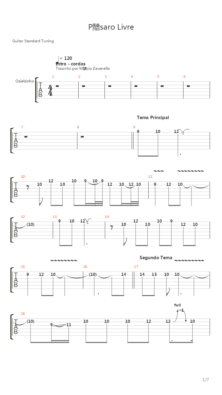 Passaro Livre吉他谱