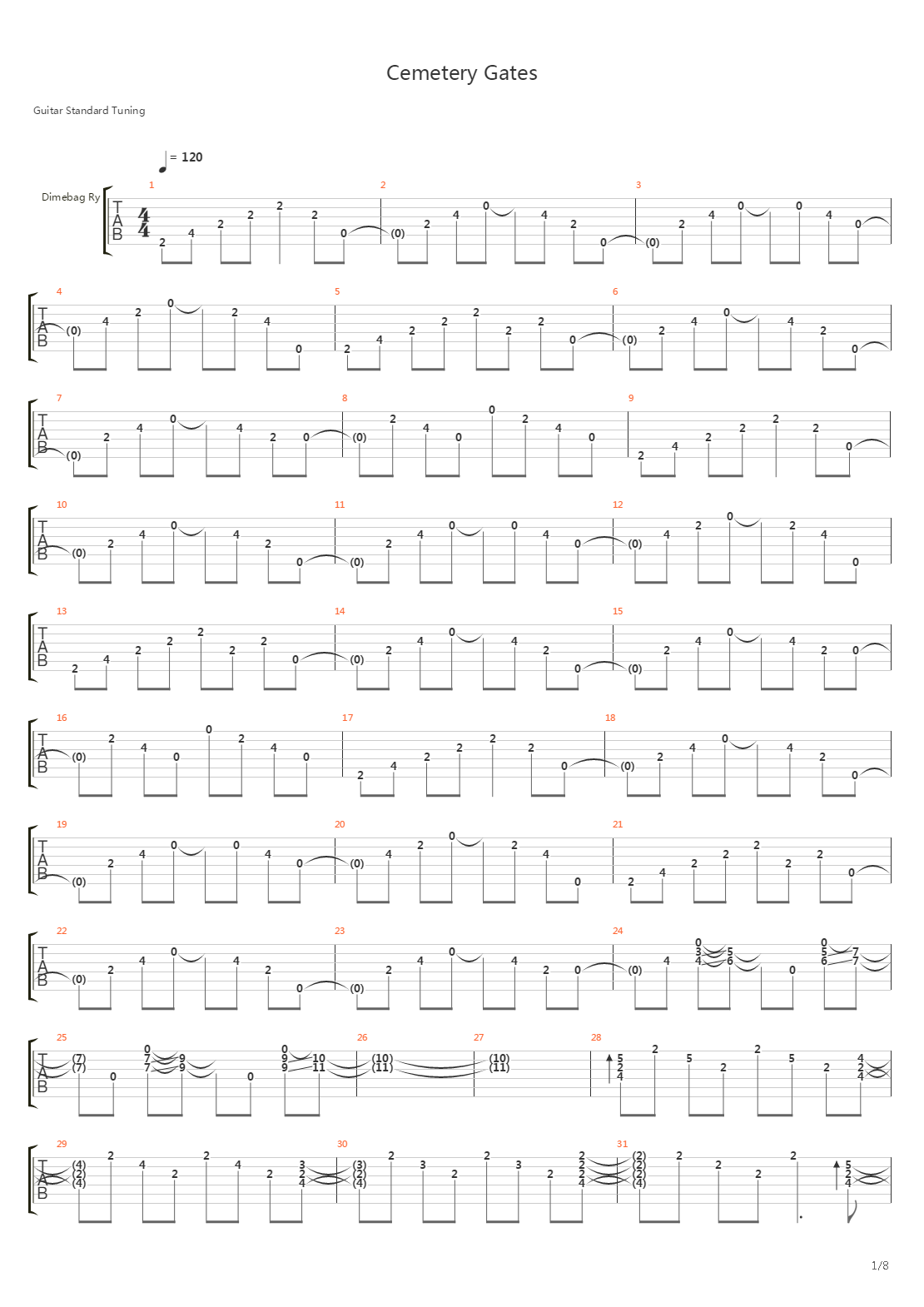 Cemetary Gates吉他谱
