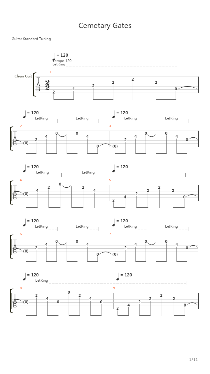 Cemetary Gates吉他谱