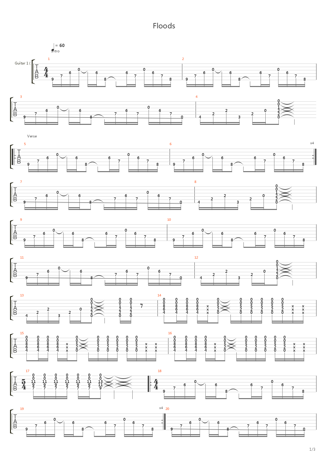 Floods吉他谱