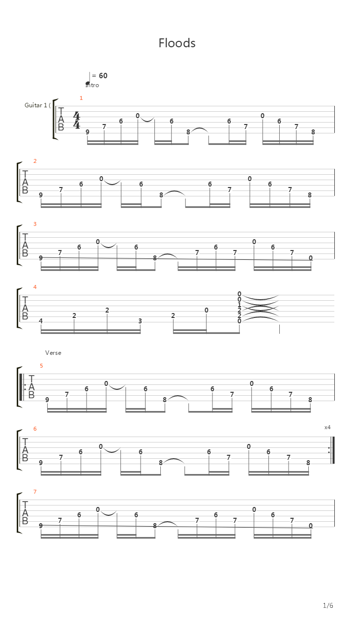 Floods吉他谱
