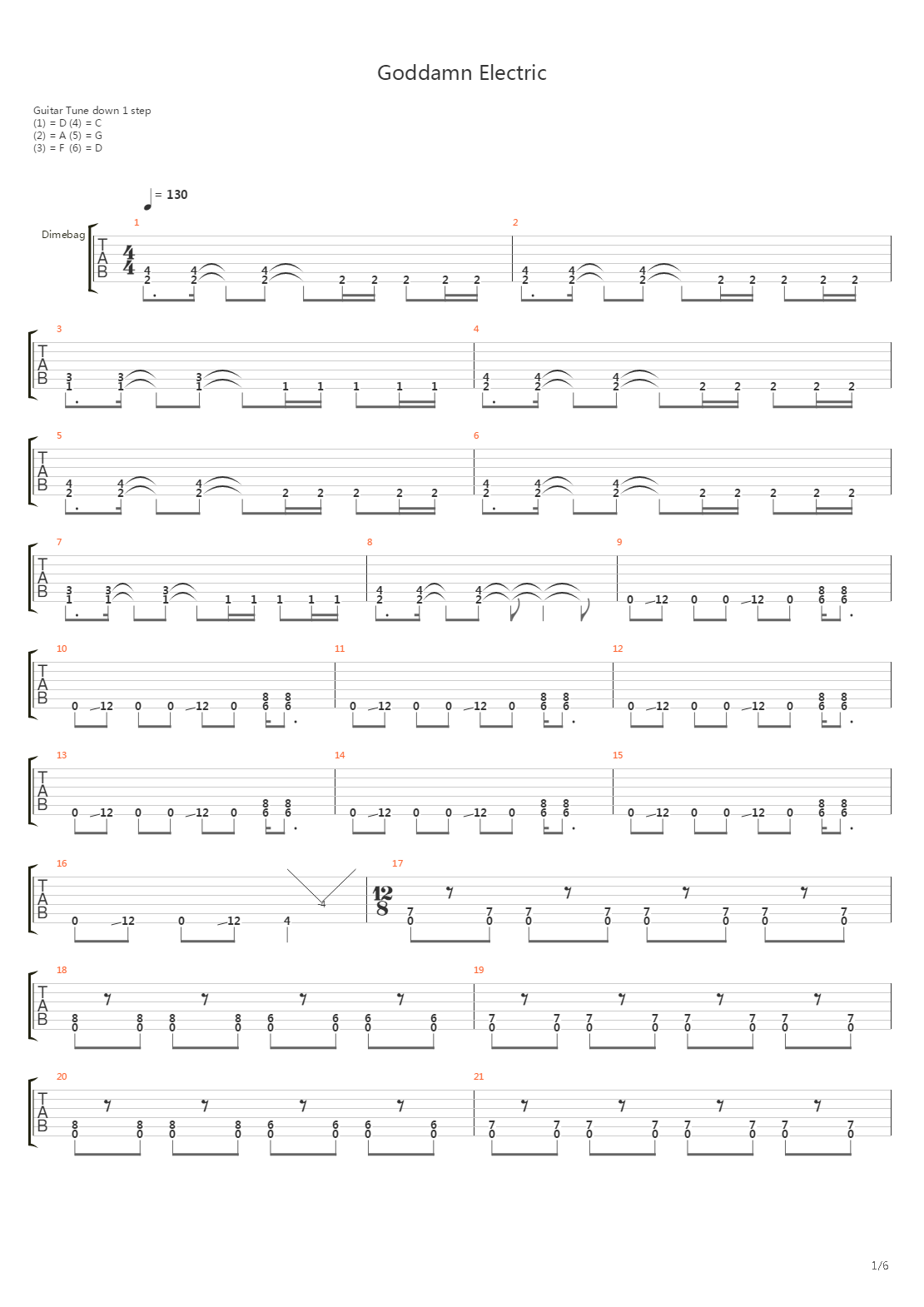 Goddamn Electric吉他谱